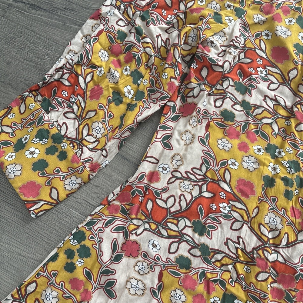 Natural Life size XL Boho Floral Button Front Shirt Dress Rayon Long Sleeve - Picture 5 of 14